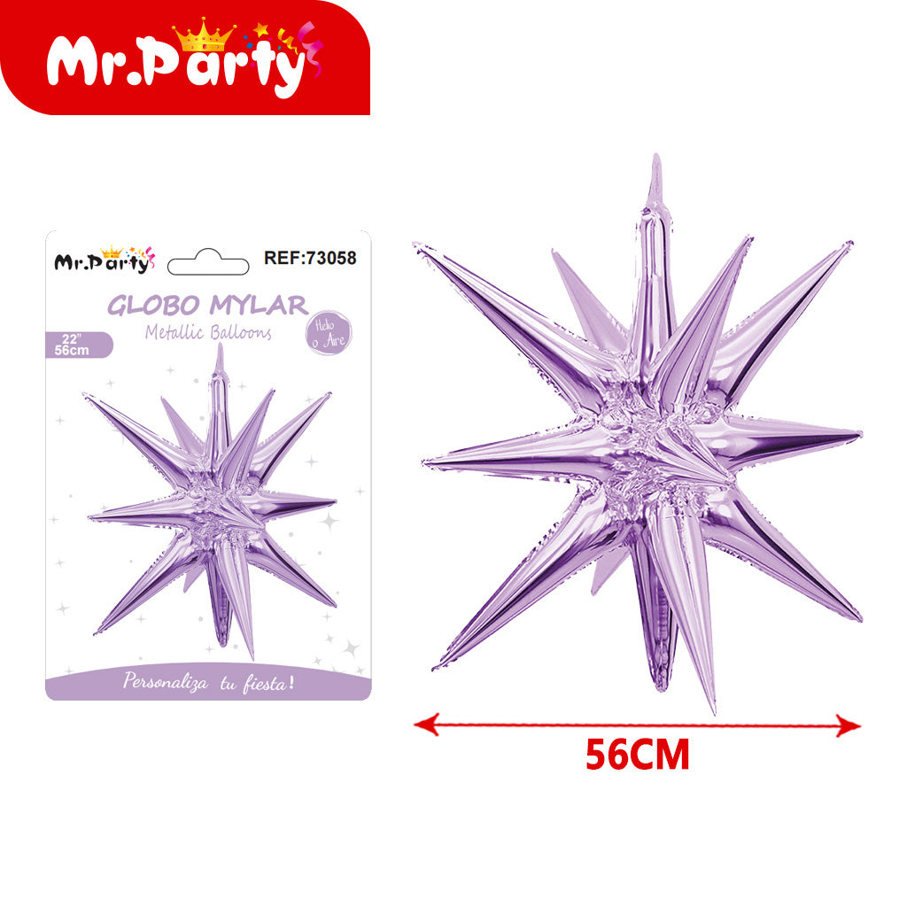 Globo Estrella 3D Mylar 56 cm- mayoreo 12 pzas  – ¡Brilla Toda la Fiesta!