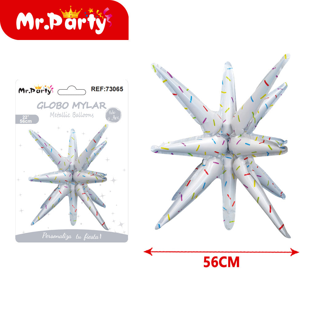 Globo Estrella 3D Mylar 56 cm- mayoreo 12 pzas  – ¡Brilla Toda la Fiesta!