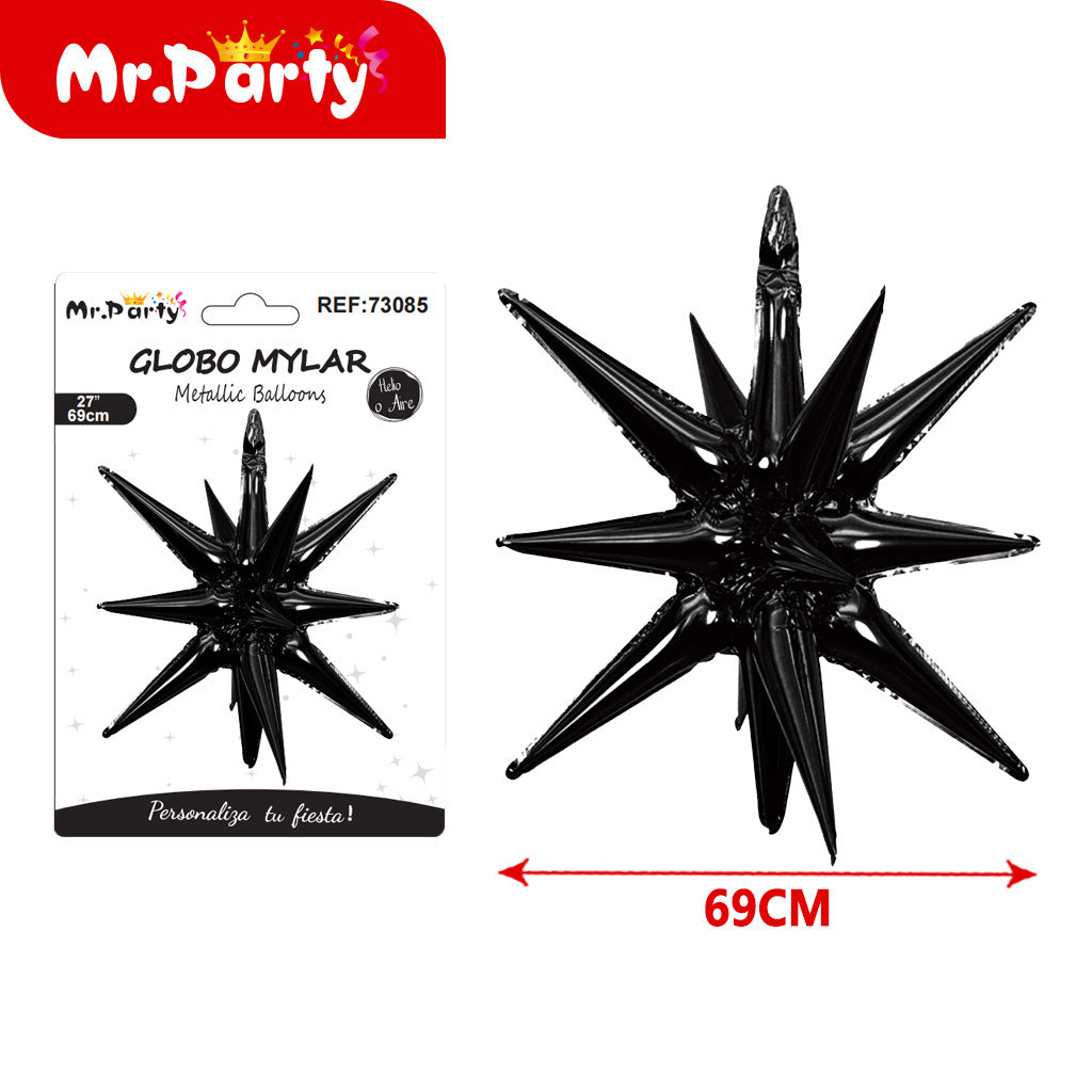 Globo Estrella 3D Mylar 69cm –Mayoreo 12pzas- ¡Brilla Toda la Fiesta!