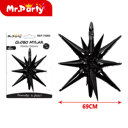 Globo Estrella 3D Mylar 69cm –Mayoreo 12pzas- ¡Brilla Toda la Fiesta!