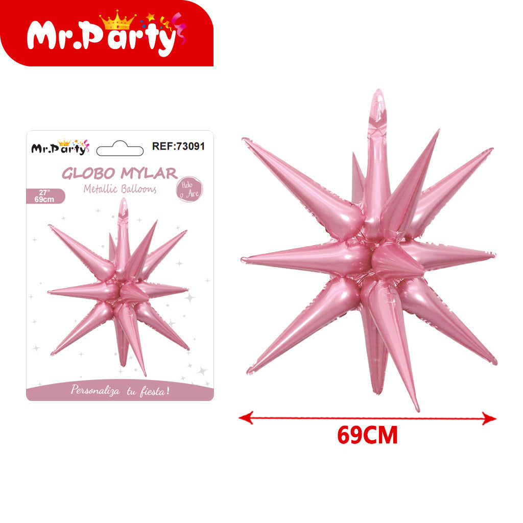 Globo Estrella 3D Mylar 69cm –Mayoreo 12pzas- ¡Brilla Toda la Fiesta!