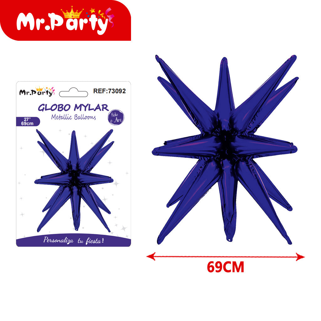 Globo Estrella 3D Mylar 69cm –Mayoreo 12pzas- ¡Brilla Toda la Fiesta!