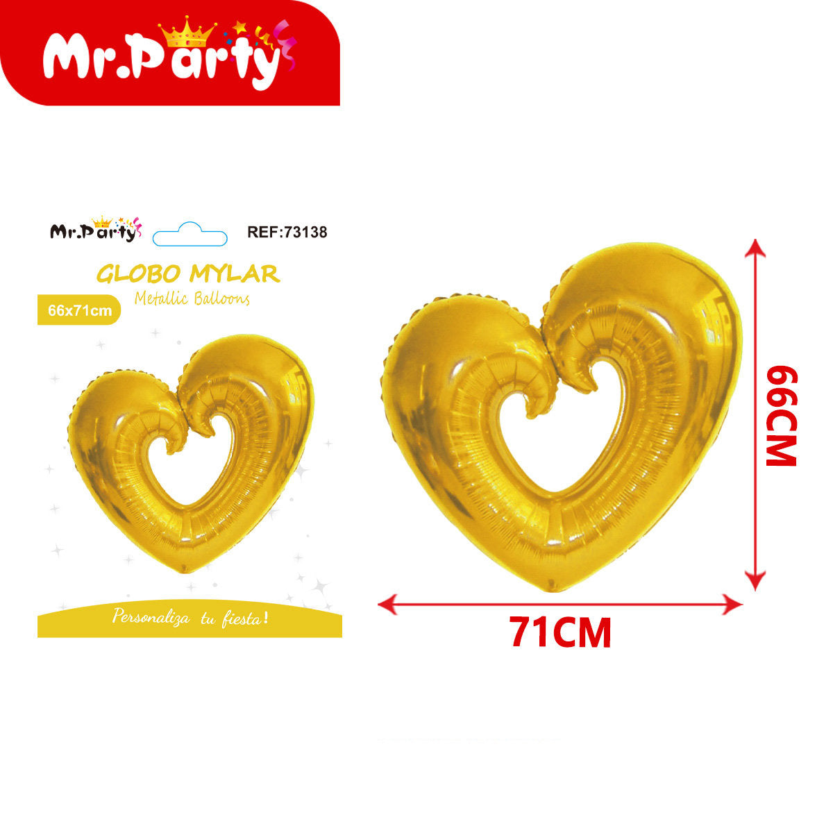 🎈 Globo Mylar Corazón Metálico Gigante | 66x71 cm y 91x109 cm | Decoración San Valentín💖✨ -Mayoreo 12 pzas