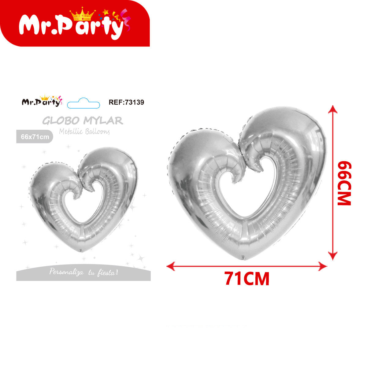🎈 Globo Mylar Corazón Metálico Gigante | 66x71 cm y 91x109 cm | Decoración San Valentín💖✨ -Mayoreo 12 pzas