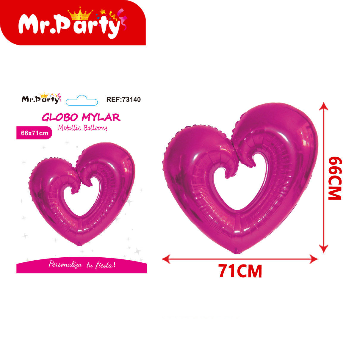 🎈 Globo Mylar Corazón Metálico Gigante | 66x71 cm y 91x109 cm | Decoración San Valentín💖✨ -Mayoreo 12 pzas