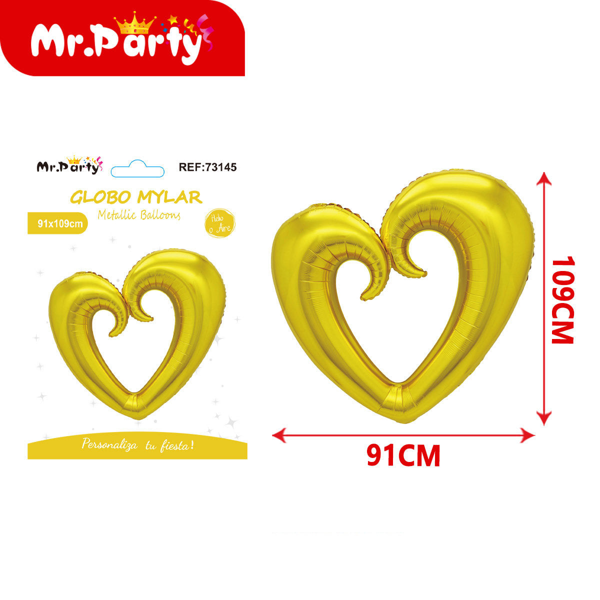 🎈 Globo Mylar Corazón Metálico Gigante | 66x71 cm y 91x109 cm | Decoración San Valentín💖✨ -Mayoreo 12 pzas