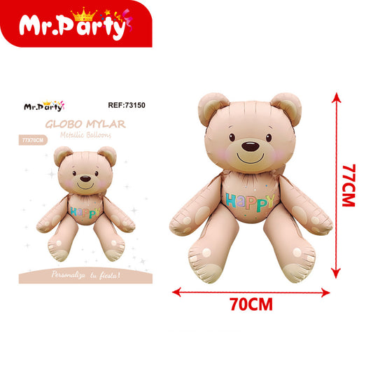 🎈✨ Globo Mylar Gigante Figuras Kawaii | Oso, Pastel, Mariposa, Flor | Globo Metalizado para Fiesta- 12 pzas Mayoreo