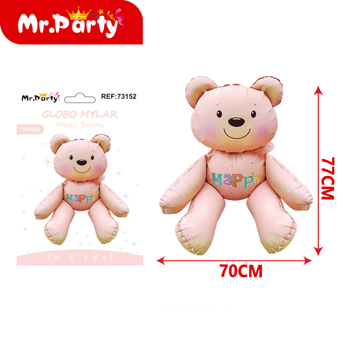🎈✨ Globo Mylar Gigante Figuras Kawaii | Oso, Pastel, Mariposa, Flor | Globo Metalizado para Fiesta- 12 pzas Mayoreo
