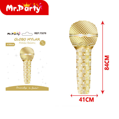 🎵 Globo Mylar Musical & Karaoke 45cm – Notas y Micrófono para Fiestas
