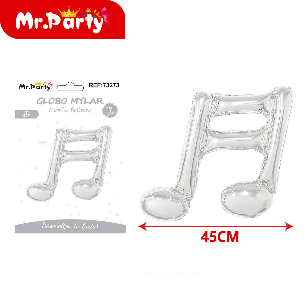 🎵 Globo Mylar Musical & Karaoke 45cm – Mayoreo 12 pzas -Notas y Micrófono para Fiestas
