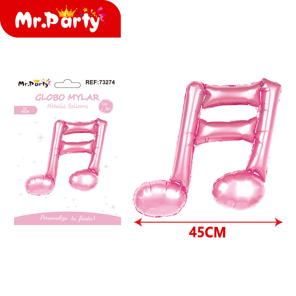 🎵 Globo Mylar Musical & Karaoke 45cm – Notas y Micrófono para Fiestas