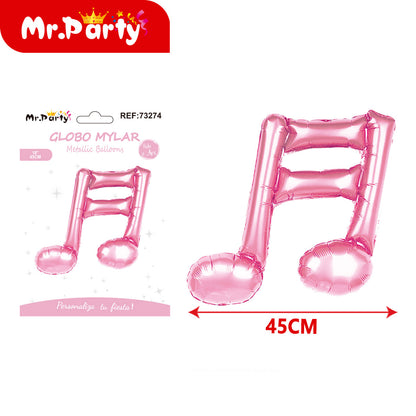 🎵 Globo Mylar Musical & Karaoke 45cm – Mayoreo 12 pzas -Notas y Micrófono para Fiestas