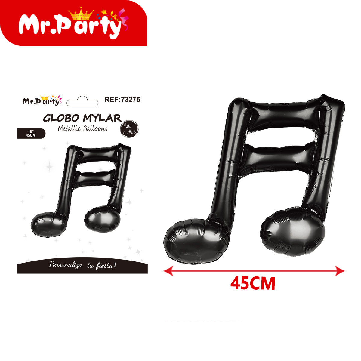 🎵 Globo Mylar Musical & Karaoke 45cm – Notas y Micrófono para Fiestas