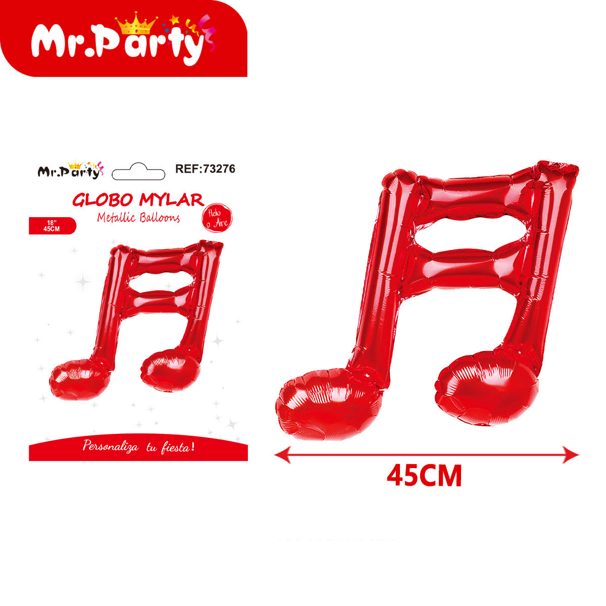 🎵 Globo Mylar Musical & Karaoke 45cm – Notas y Micrófono para Fiestas