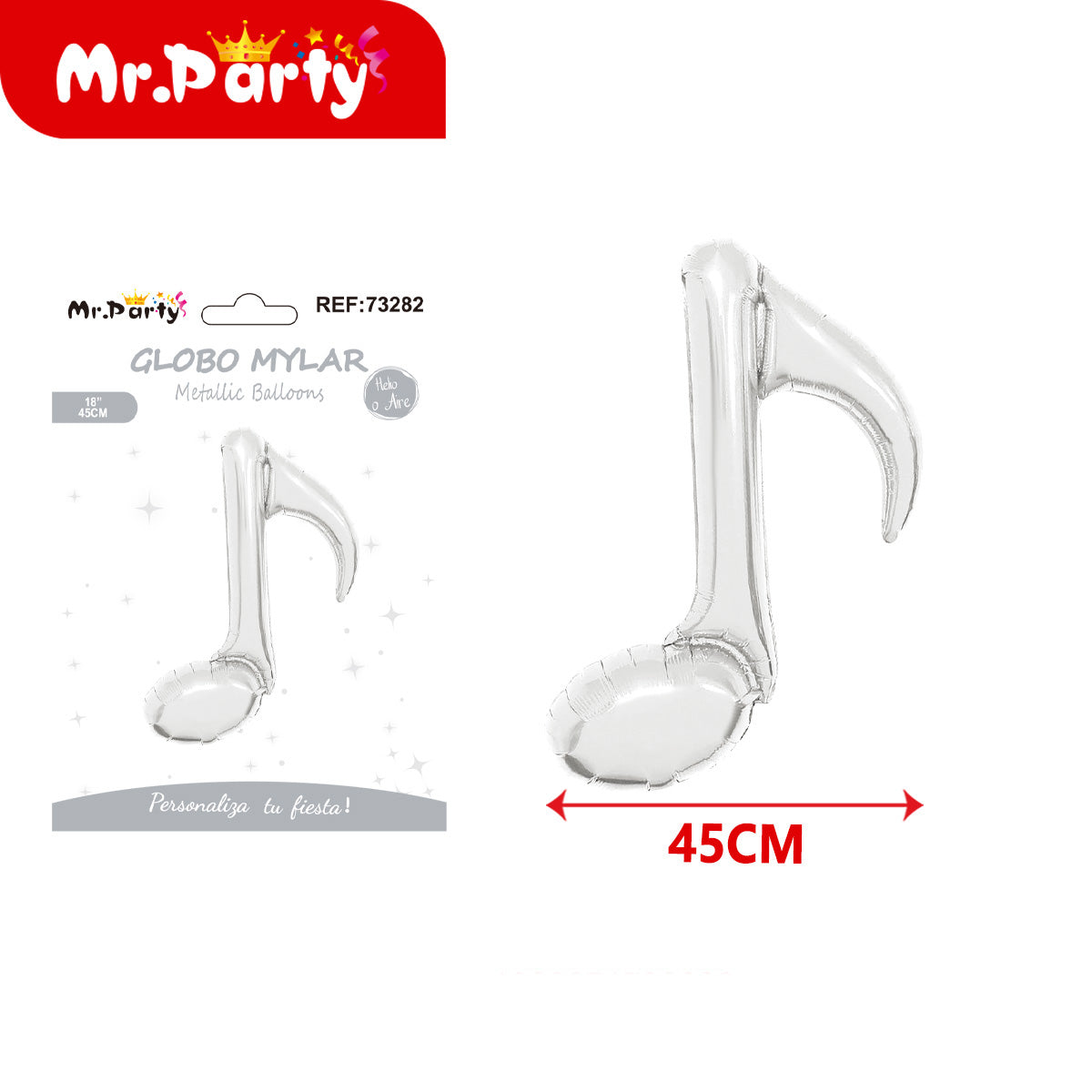 🎵 Globo Mylar Musical & Karaoke 45cm – Mayoreo 12 pzas -Notas y Micrófono para Fiestas