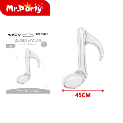 🎵 Globo Mylar Musical & Karaoke 45cm – Mayoreo 12 pzas -Notas y Micrófono para Fiestas