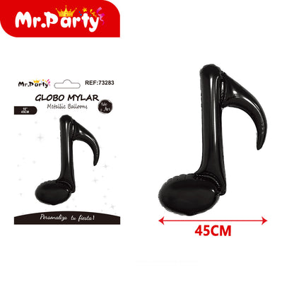 🎵 Globo Mylar Musical & Karaoke 45cm – Mayoreo 12 pzas -Notas y Micrófono para Fiestas