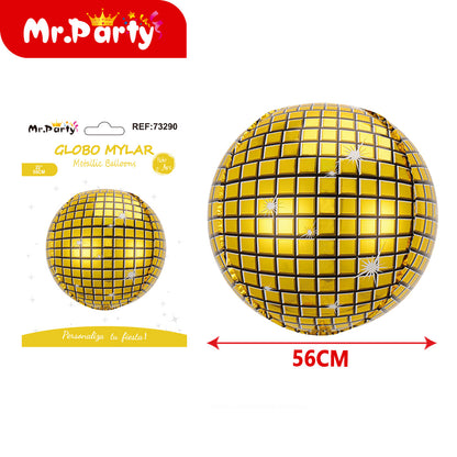 🎉 Globo Mylar Bola Disco & Esfera Retro 3D –Mayoreo 12 pzas Brilla tu Fiesta al Máximo ✨