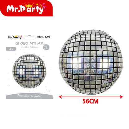 🎉 Globo Mylar Bola Disco & Esfera Retro 3D –Mayoreo 12 pzas Brilla tu Fiesta al Máximo ✨