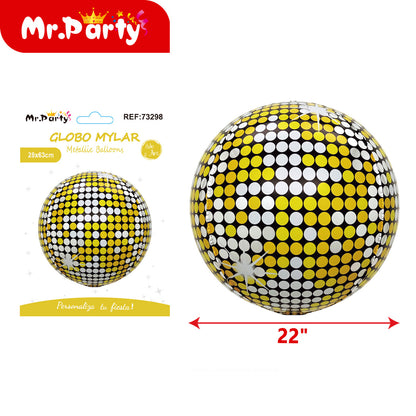 🎉 Globo Mylar Bola Disco & Esfera Retro 3D –Mayoreo 12 pzas Brilla tu Fiesta al Máximo ✨