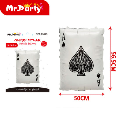 🎉 Globos Mylar Casino & Dinero Mr. Party – Mayoreo 12 pzas Billetes, Cartas, Corazones y Más ✨