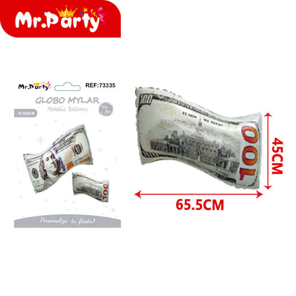 🎉 Globos Mylar Casino & Dinero Mr. Party – Mayoreo 12 pzas Billetes, Cartas, Corazones y Más ✨