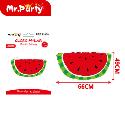 🍓🍉 Globos Mylar Frutas Fresa & Sandía 45–65 cm –Mayoreo 12 pzas - Fiesta Tropical Mr. Party 🌴