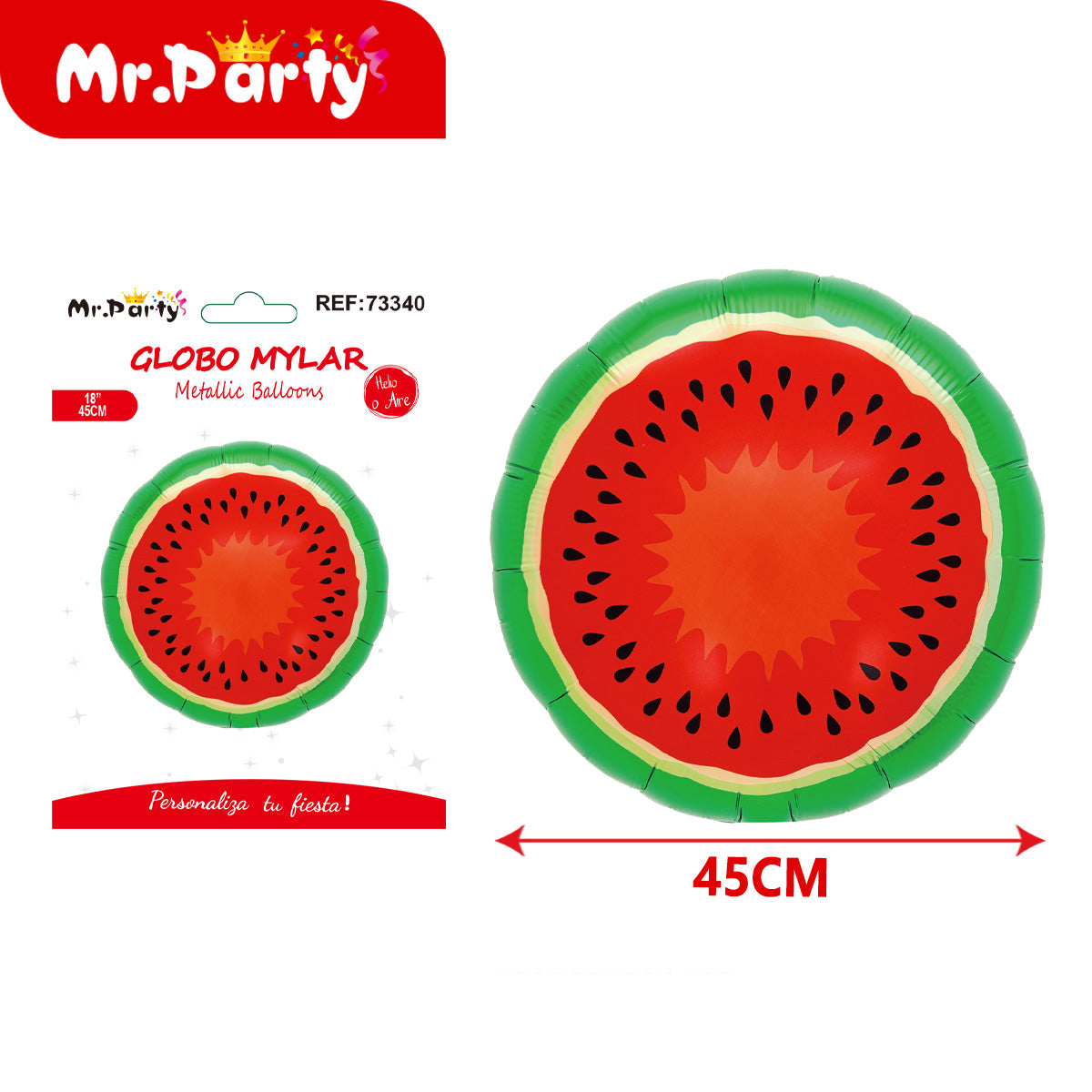 🍓🍉 Globos Mylar Frutas Fresa & Sandía 45–65 cm – Fiesta Tropical Mr. Party 🌴