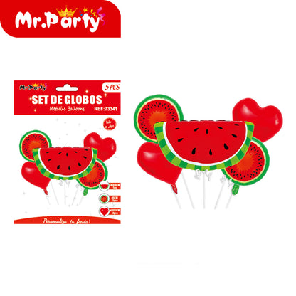 🍓🍉 Globos Mylar Frutas Fresa & Sandía 45–65 cm – Fiesta Tropical Mr. Party 🌴