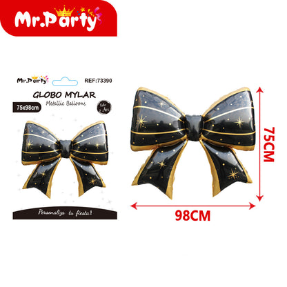 🎀 Globo Mylar Moño Gigante 98cm | Globo Metálico para Decoración | Helio o Aire ✨- Mayoreo 12 paquetes