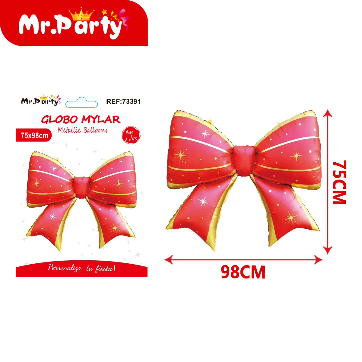 🎀 Globo Mylar Moño Gigante 98cm | Globo Metálico para Decoración | Helio o Aire ✨- Mayoreo 12 paquetes