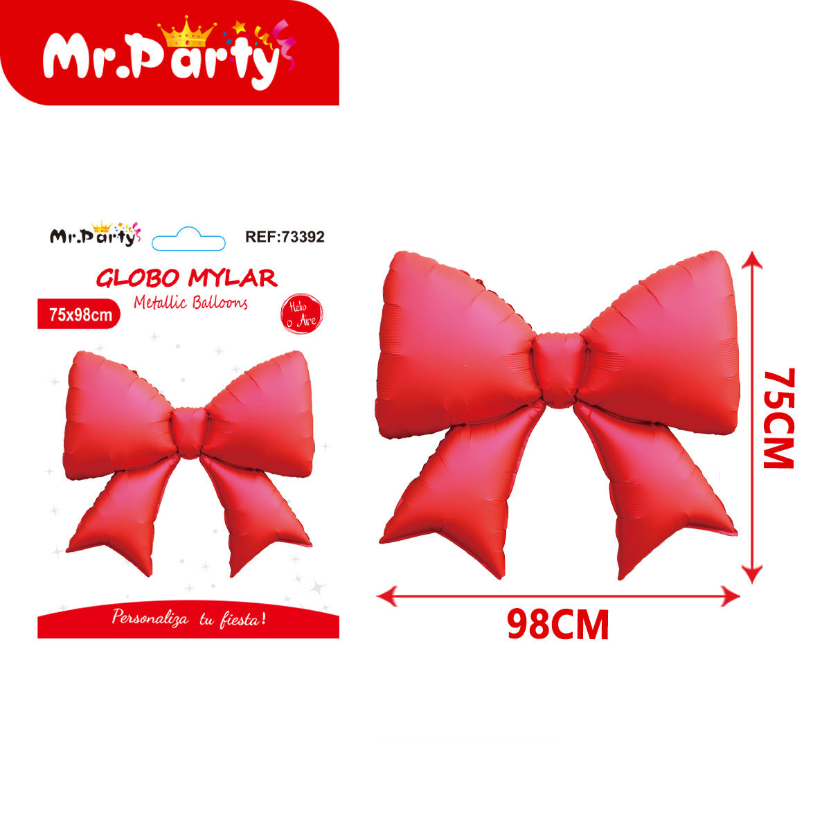 🎀 Globo Mylar Moño Gigante 98cm | Globo Metálico para Decoración | Helio o Aire ✨