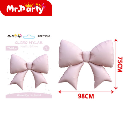 🎀 Globo Mylar Moño Gigante 98cm | Globo Metálico para Decoración | Helio o Aire ✨- Mayoreo 12 paquetes