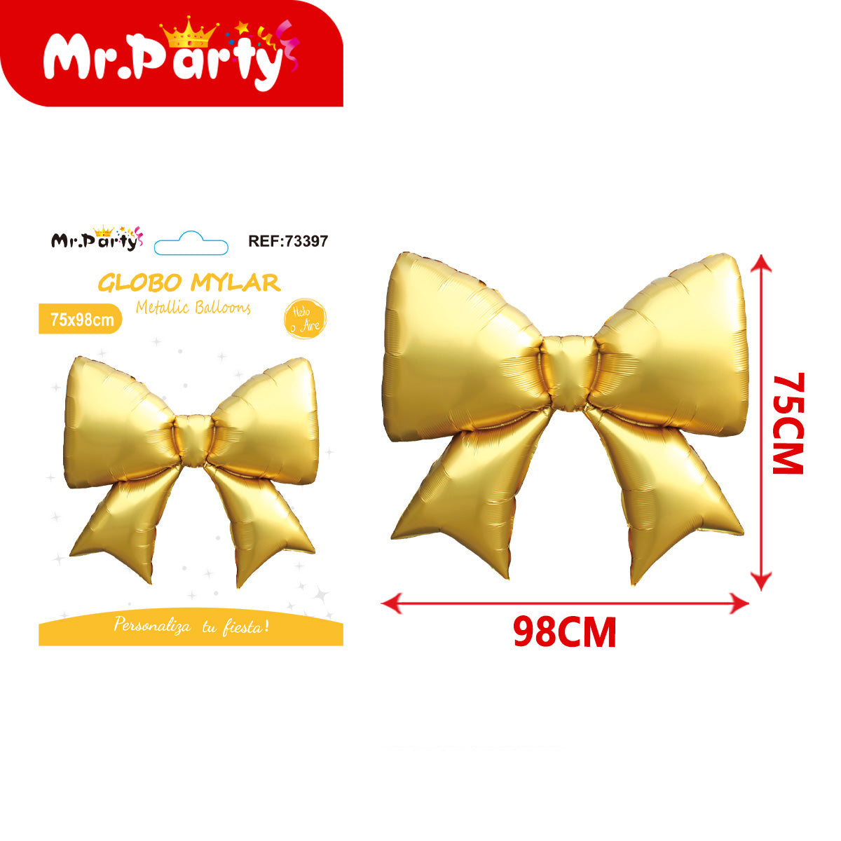 🎀 Globo Mylar Moño Gigante 98cm | Globo Metálico para Decoración | Helio o Aire ✨- Mayoreo 12 paquetes
