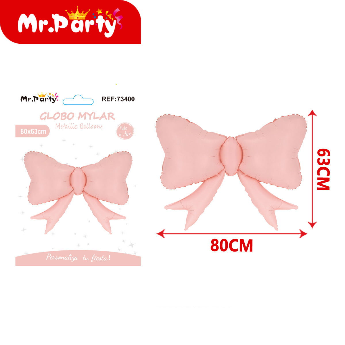 🎀 Globo Mylar Moño Gigante 98cm | Globo Metálico para Decoración | Helio o Aire ✨- Mayoreo 12 paquetes