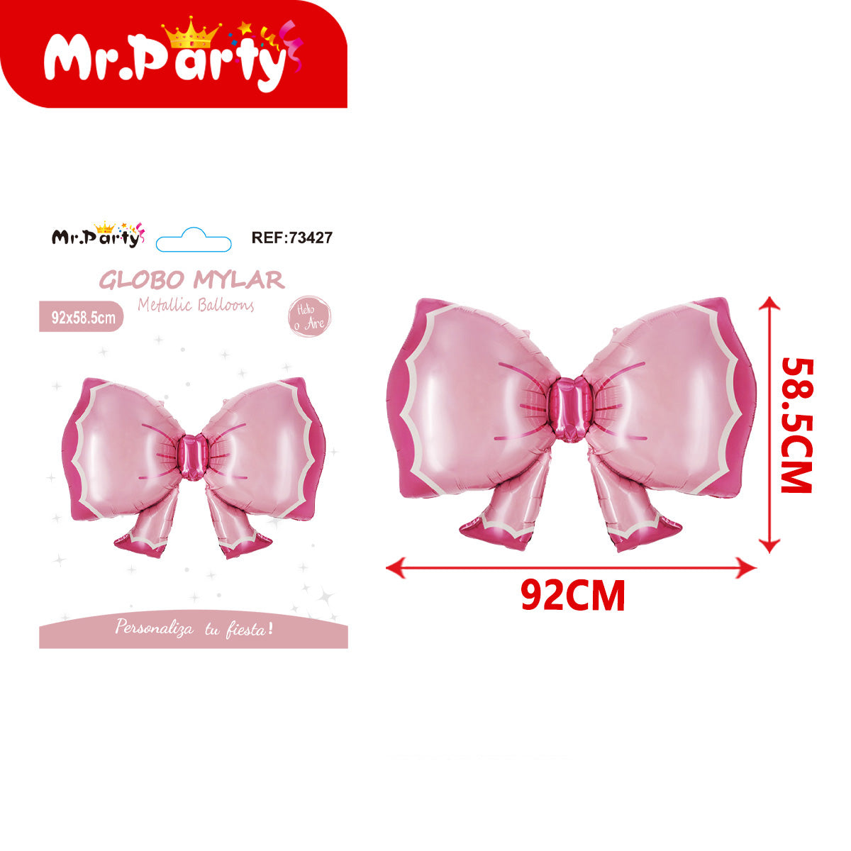 🎀✨ Globo Mylar Moño Gigante Metálico | Decoración para Fiesta, Cumpleaños & Eventos | Helio o Aire