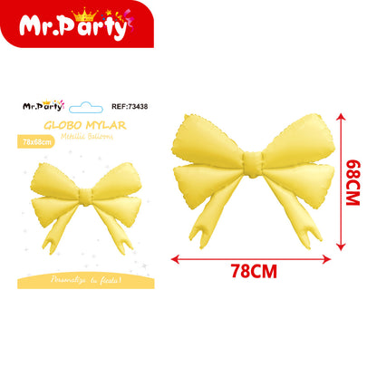 🎀✨ Globo Mylar Moño Gigante Metálico | Decoración para Fiesta, Cumpleaños & Eventos | Helio o Aire