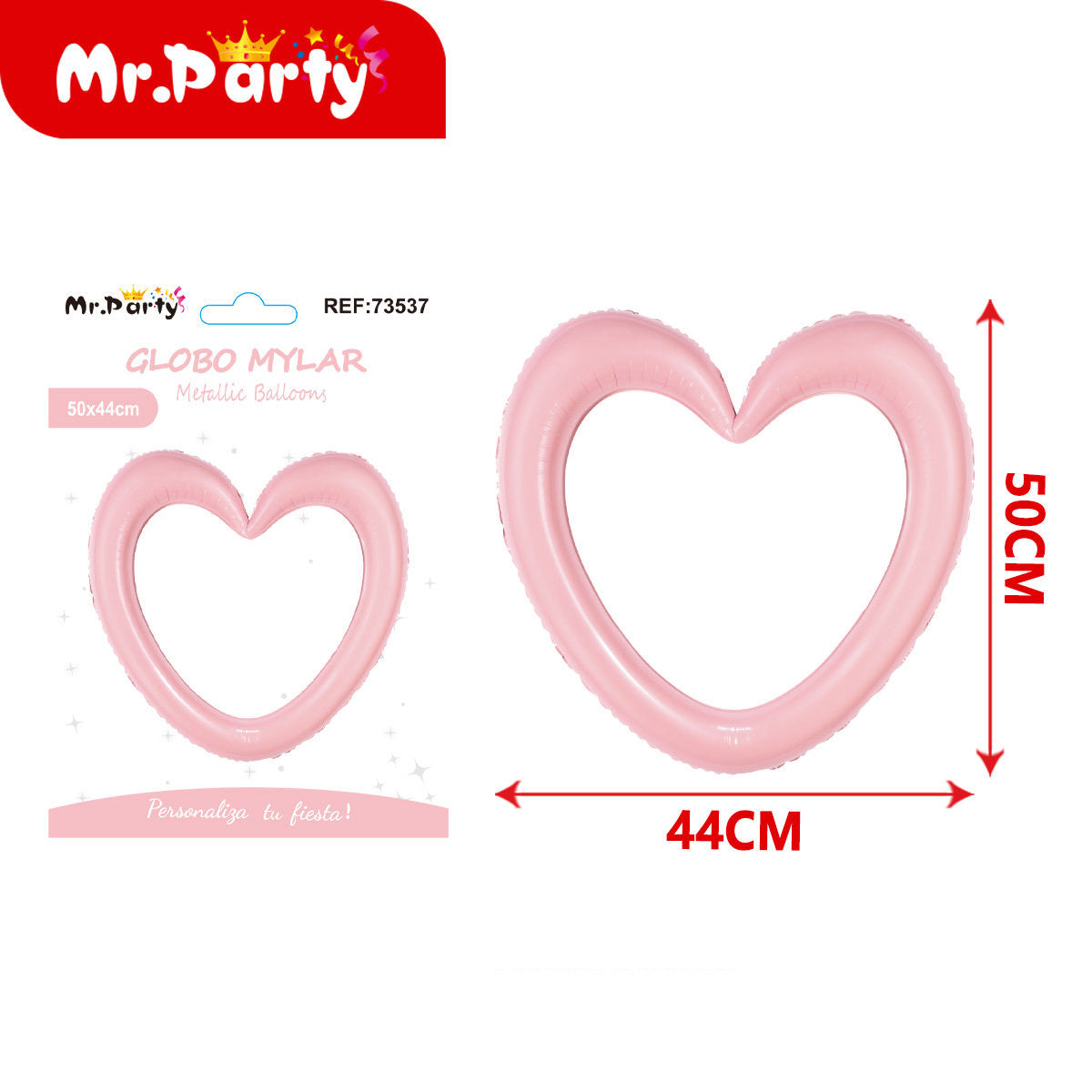 💖 Globo Mylar Corazón Hueco Metálico | 50x44 cm Amor y Amistad