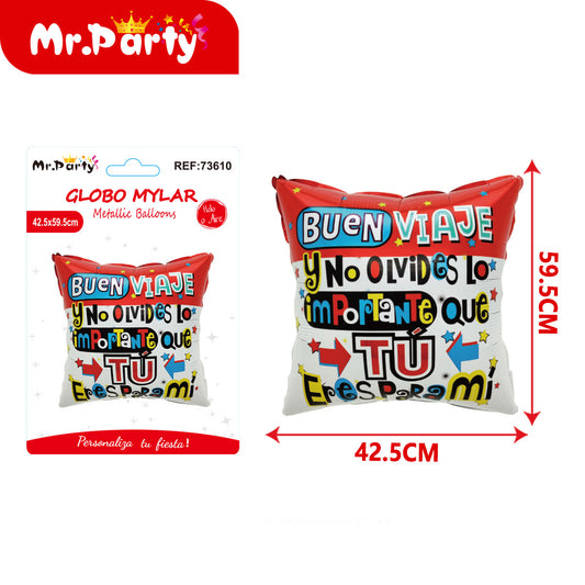 🎈 Globos Mylar con Frases | Bienvenida, Buen Viaje y Feliz Cumpleaños | 18” (45 cm) y 42.5x59.5 cm | Decoración de Fiesta ✨🎉- Mayoreo 12 pzas