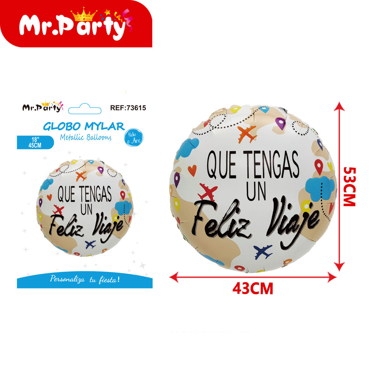 🎈 Globos Mylar con Frases | Bienvenida, Buen Viaje y Feliz Cumpleaños | 18” (45 cm) y 42.5x59.5 cm | Decoración de Fiesta ✨🎉- Mayoreo 12 pzas
