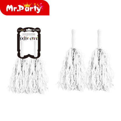 🎉 Pompones de Animación Mr. Party 🎊- Mayoreo 12 pzas | Colores Súper Vivos para Porristas y Fiestas 🥳