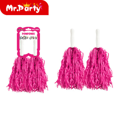 🎉 Pompones de Animación Mr. Party 🎊- Mayoreo 12 pzas | Colores Súper Vivos para Porristas y Fiestas 🥳