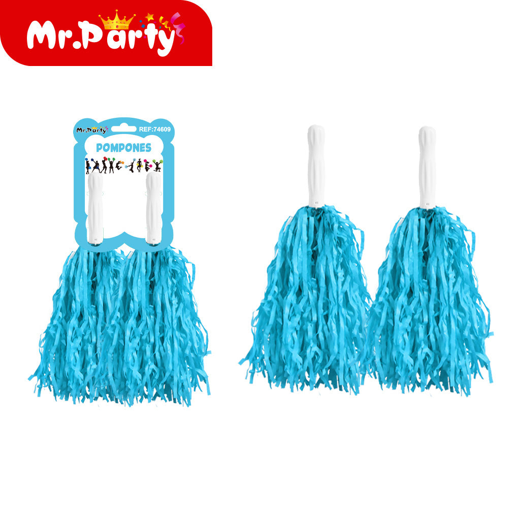🎉 Pompones de Animación Mr. Party 🎊- Mayoreo 12 pzas | Colores Súper Vivos para Porristas y Fiestas 🥳