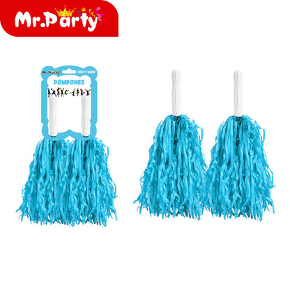🎉 Pompones de Animación Mr. Party 🎊- Mayoreo 12 pzas | Colores Súper Vivos para Porristas y Fiestas 🥳