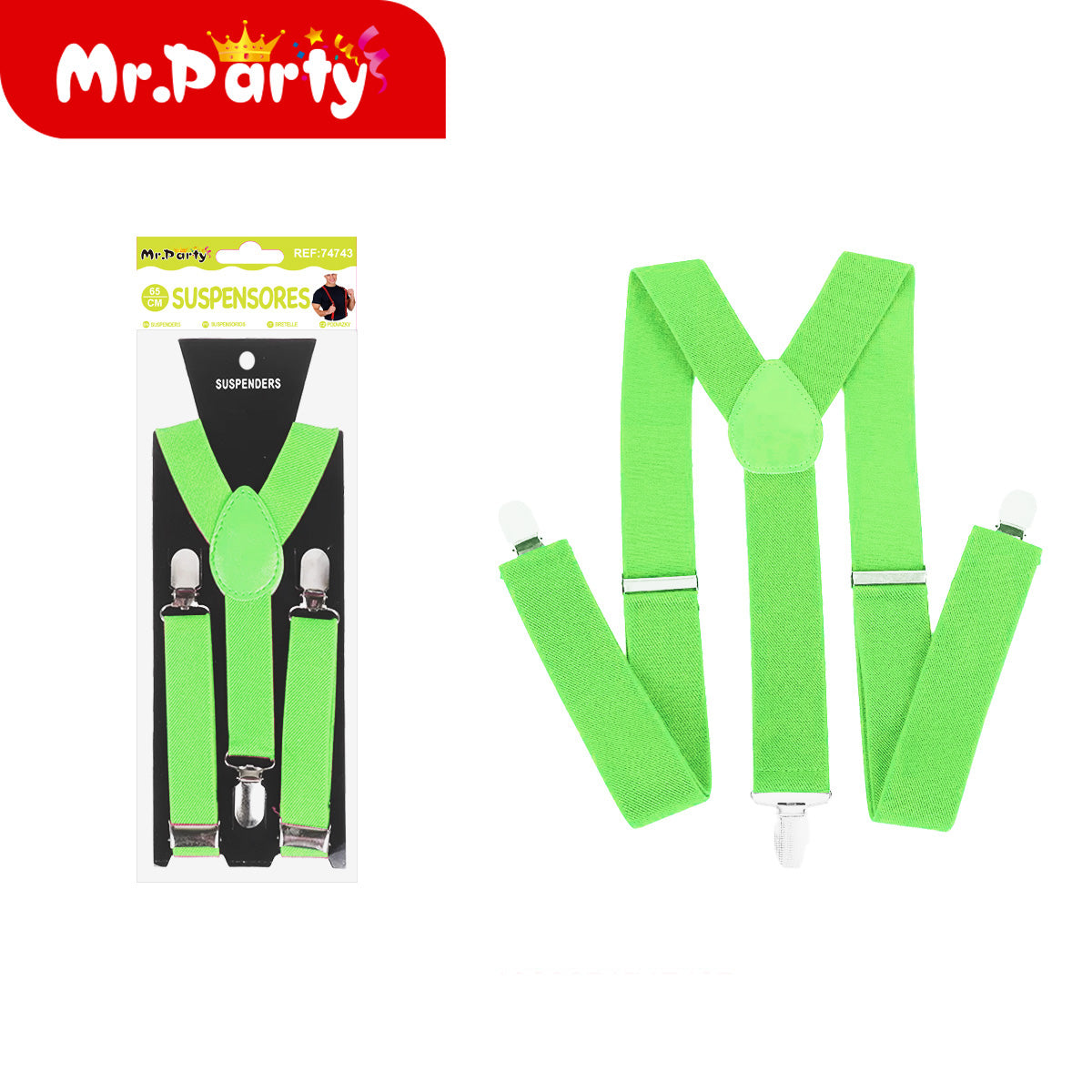 ✨ Tirantes Elásticos Ajustables Unisex 65 cm | Colores Vibrantes | 3 Broches Metálicos