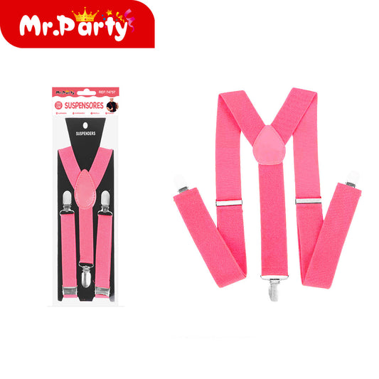🎭✨ Suspendores / Tirantes Elásticos Ajustables Unisex 100cm 🌈🕺 | Colores Neón | Broches Metálicos