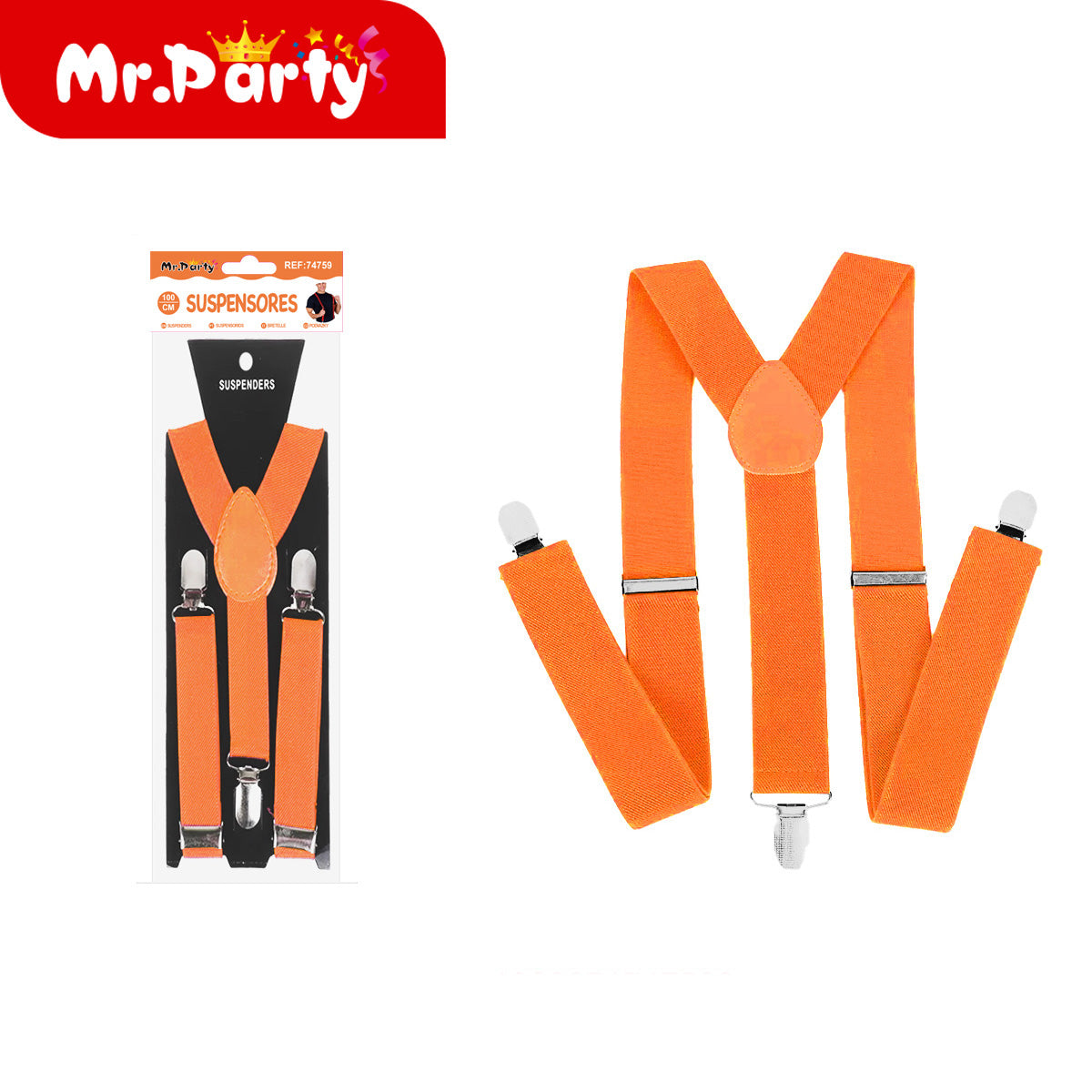 🎭✨ Suspendores / Tirantes Elásticos Ajustables Unisex 100cm 🌈🕺 | Colores Neón | Broches Metálicos