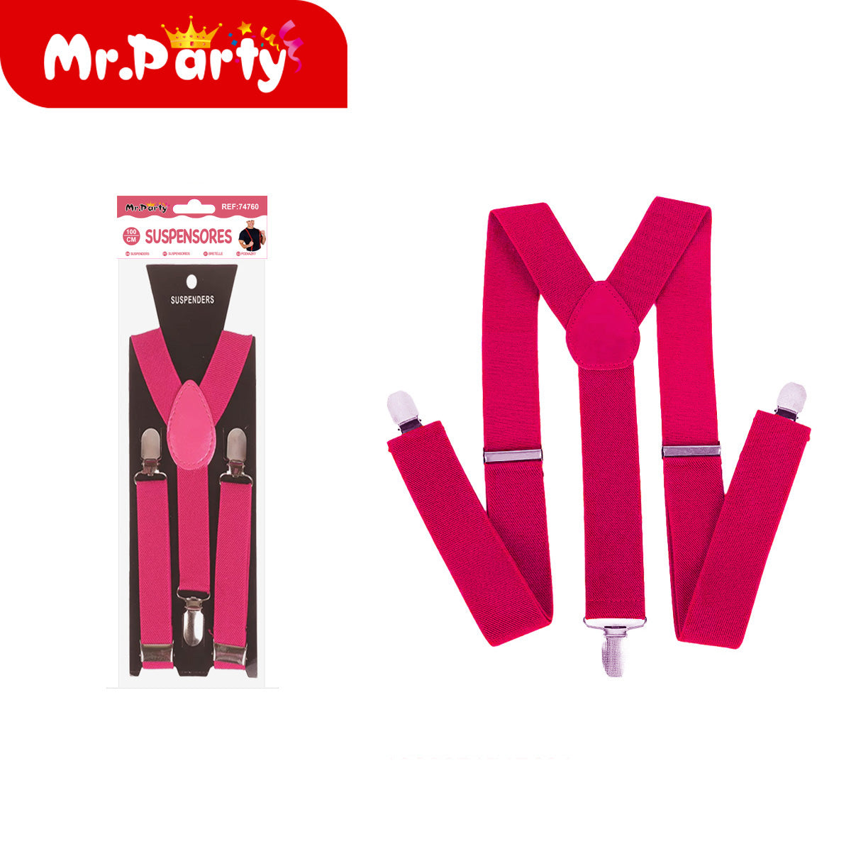 🎭✨ Suspendores / Tirantes Elásticos Ajustables Unisex 100cm 🌈🕺 | Colores Neón | Broches Metálicos