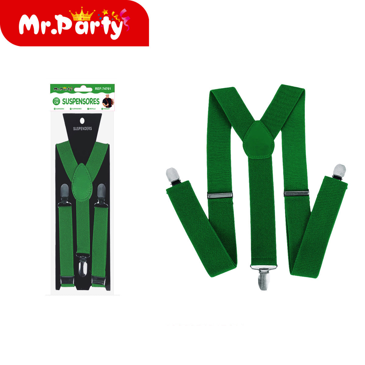 🎭✨ Suspendores / Tirantes Elásticos Ajustables Unisex 100cm 🌈🕺 | Colores Neón | Broches Metálicos