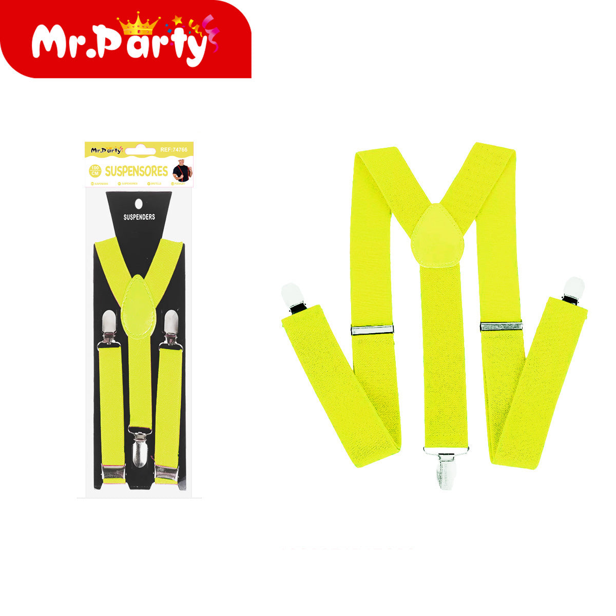 🎭✨ Suspendores / Tirantes Elásticos Ajustables Unisex 100cm 🌈🕺 | Colores Neón | Broches Metálicos